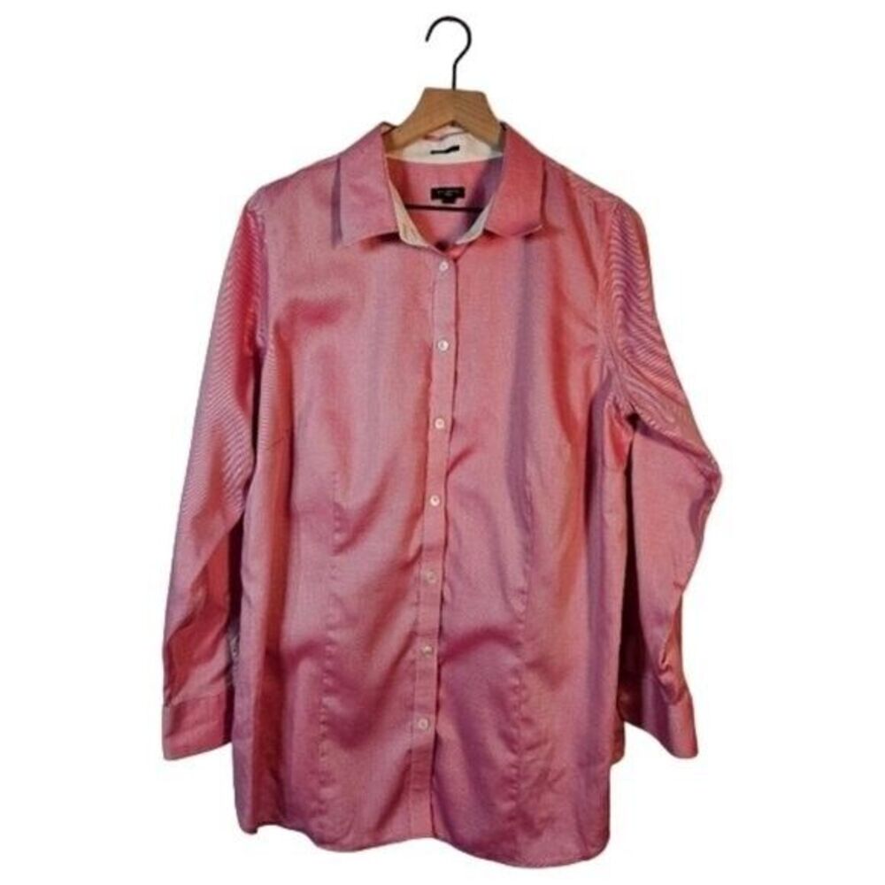 Talbots Womens size 16W 100% Cotton Pink Button Up Shirt Basic Everyday Career